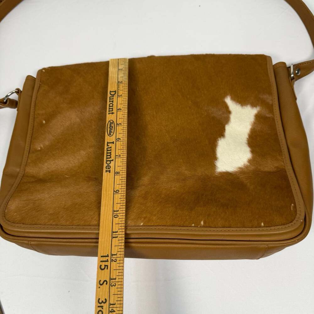 LongRope Brown Leather and Cowhide Hair-on-Hide Messenger Bag - Picture 8 of 9
